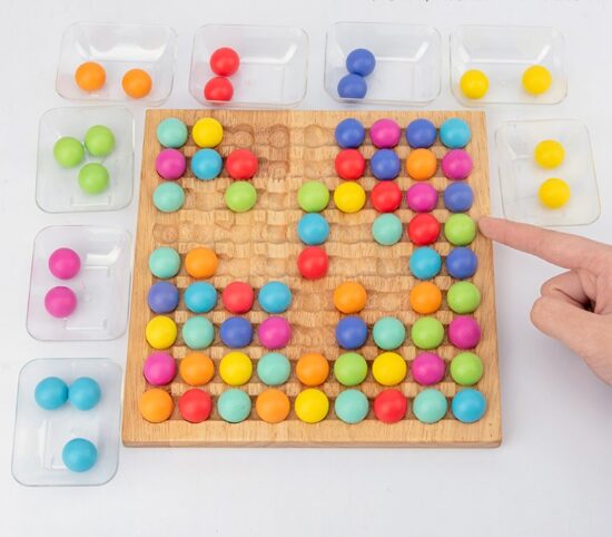 Joc Montessori Tablita cu bile colorate Rainbow color