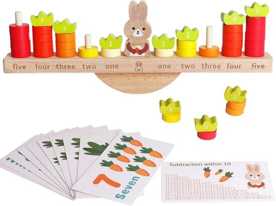 Joc echilibru Matematic Jucarie sortator cu forme Iepurasul