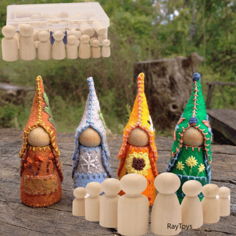 Papusi PEG DOLL din lemn Waldorf pentru creatie si pictura