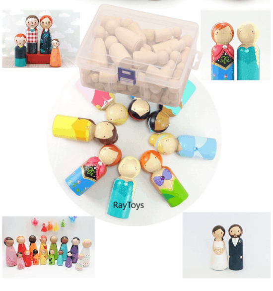 Papusi PEG DOLL din lemn Waldorf pentru creatie si pictura