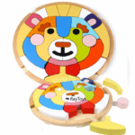 Puzzle creativ 3D Tangram colorat si Joc lemn Urs