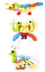 Puzzle creativ 3D Tangram colorat si Joc lemn Urs