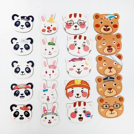 Puzzle din lemn cu magnet si tablita cu marker Imbraca Familia