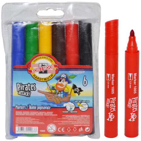 Set 6 carioci Jumbo cu varf gros Pirati KOH-I-NOOR