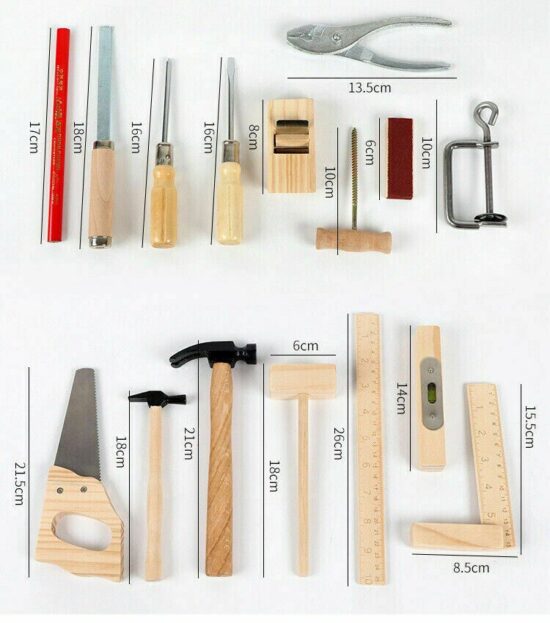 Trusa de scule din lemn Set instrumente tamplarie copii