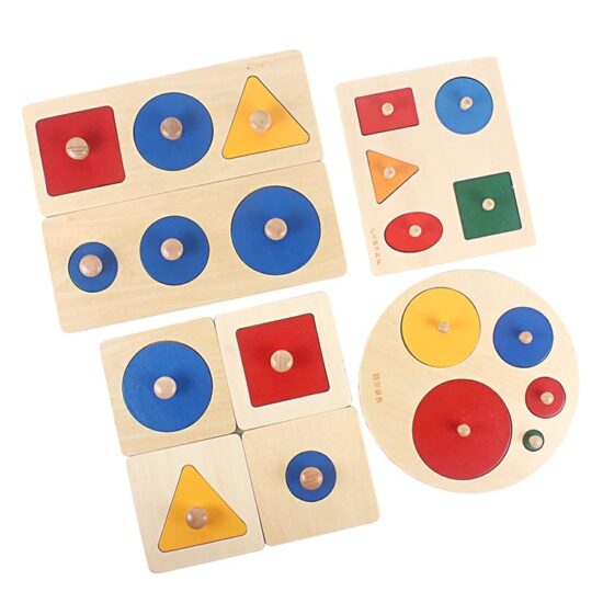 Joc lemn Montessori Forme geometrice mari individuale