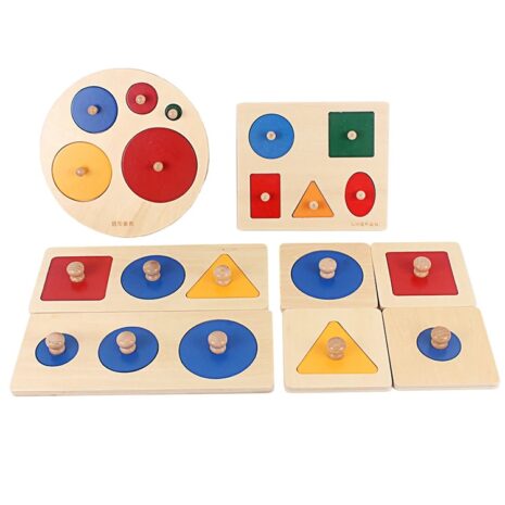 Joc lemn Montessori Forme geometrice mari individuale