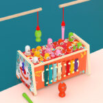 Joc pescuit magnetic Centru de activitati din lemn Clown