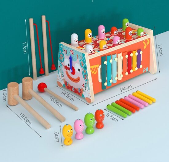 Joc pescuit magnetic Centru de activitati din lemn Clown