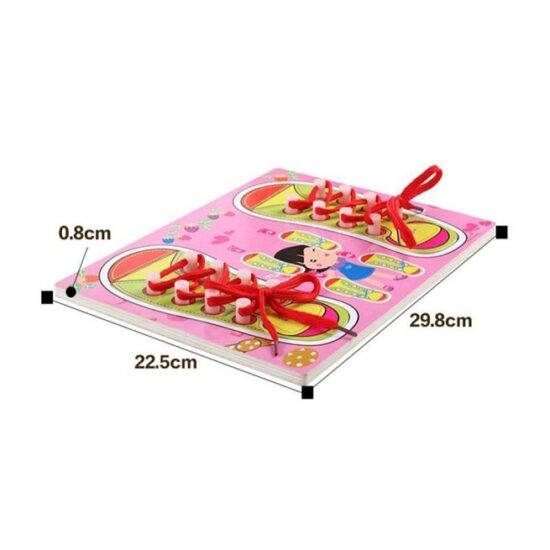 Puzzle Montessori Papucii cu sireturi "Invatam sa legam snurul"