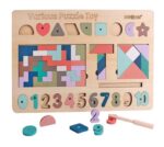 Puzzle cu magnet si Tangram cu forme geometrice T