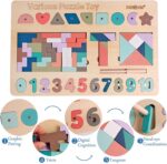 Puzzle cu magnet si Tangram cu forme geometrice T