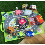Set 6 masini jucarii cu covor de joaca si gentuta copii