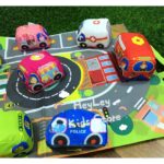 Set 6 masini jucarii cu covor de joaca si gentuta copii