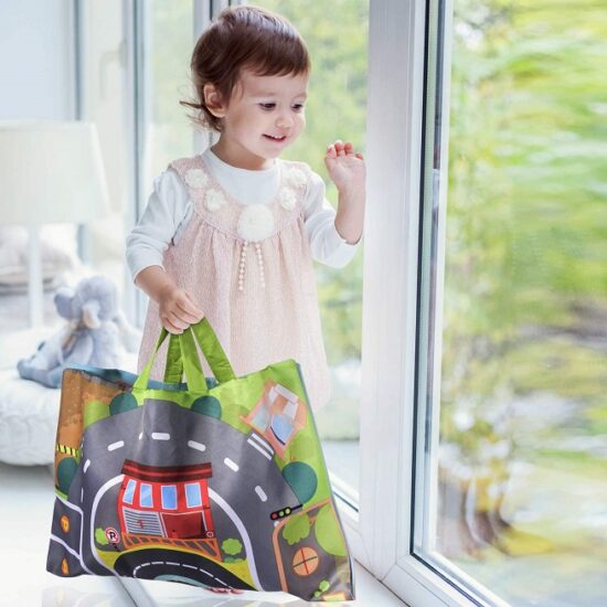 Set 6 masini jucarii cu covor de joaca si gentuta copii