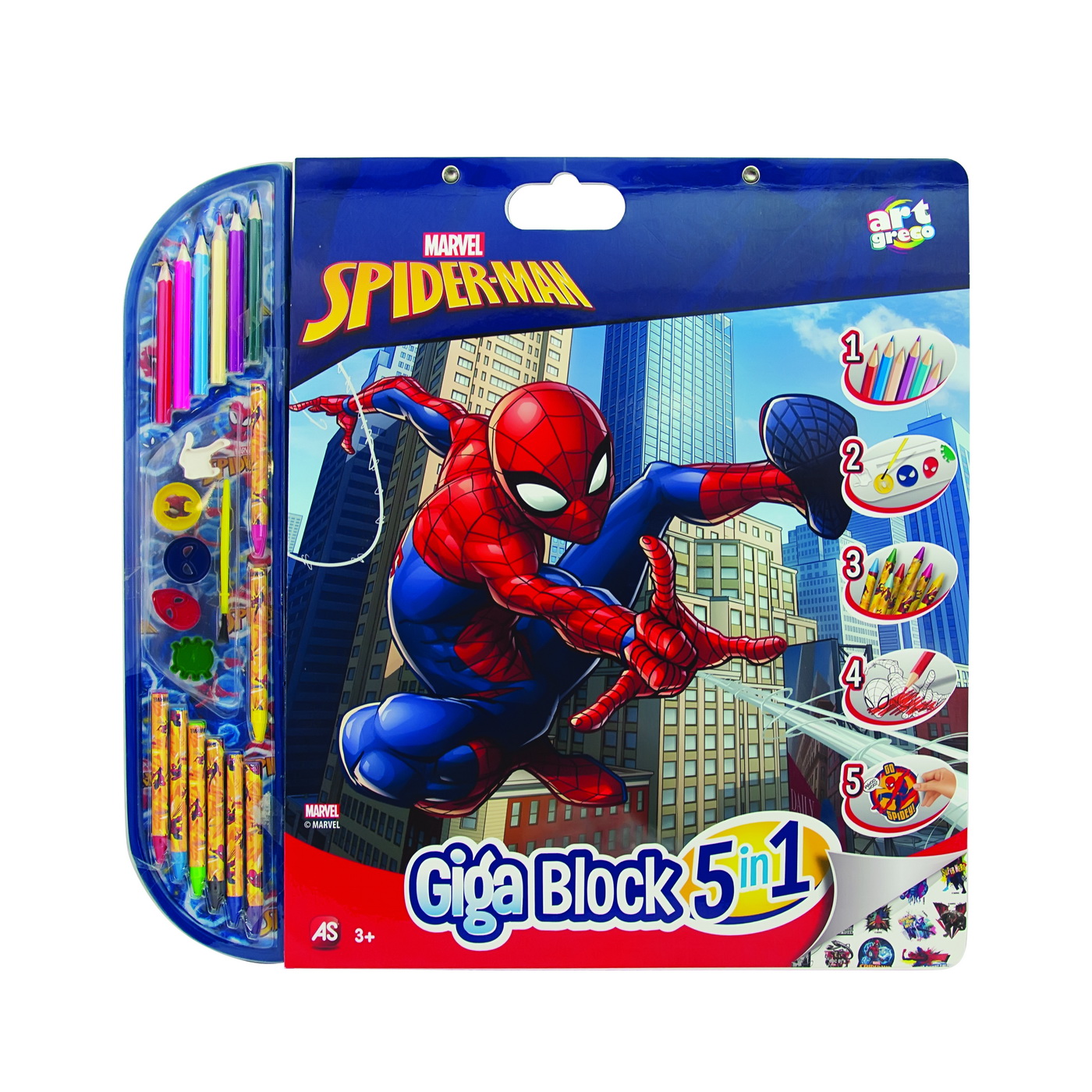Set de desenat si colorat cu autocolante Spiderman