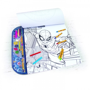 Set de desenat si colorat cu autocolante Spiderman