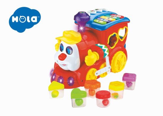 Jucarie educativa trenul cu lumini sunete si forme Hola Toys
