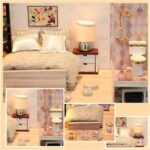 Casuta Papusilor luminata Decorata cu mobilier din lemn Dormitor