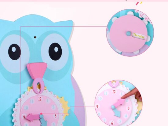 Jucarie Ceas de perete pentru copii Bufnita pastelata