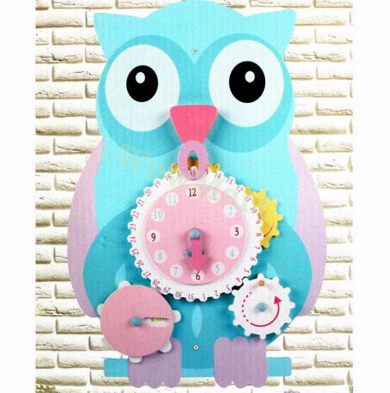 Jucarie Ceas de perete pentru copii Bufnita pastelata