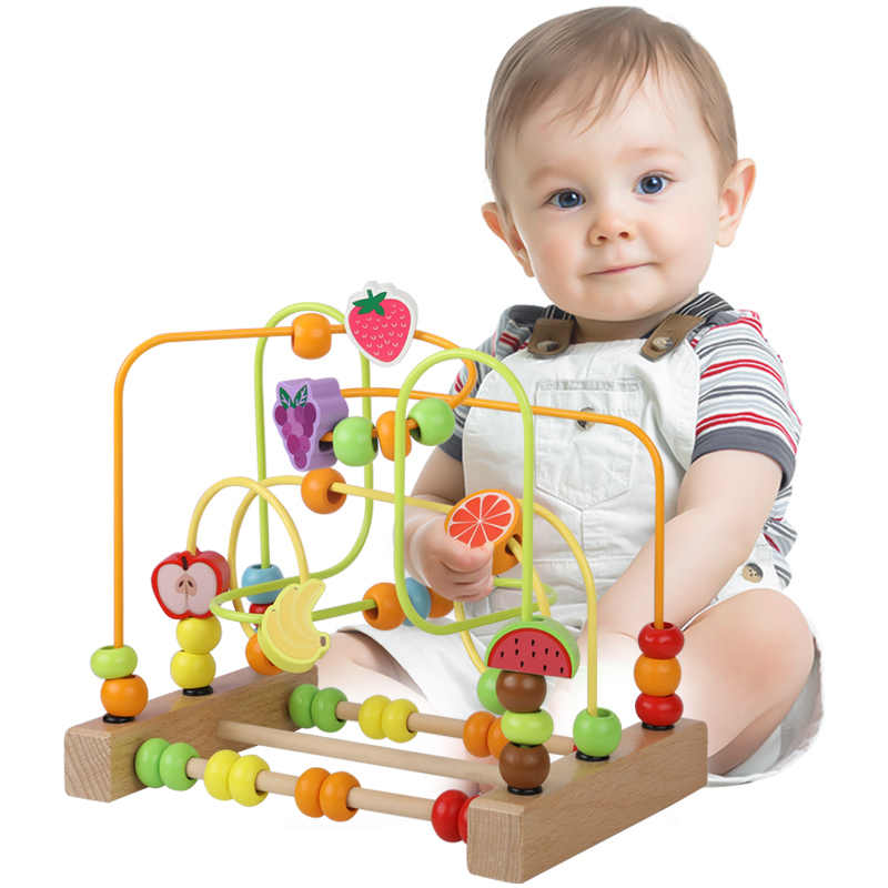 Labirint Jucarie Montessori cu Abac si Fructe colorate 3D