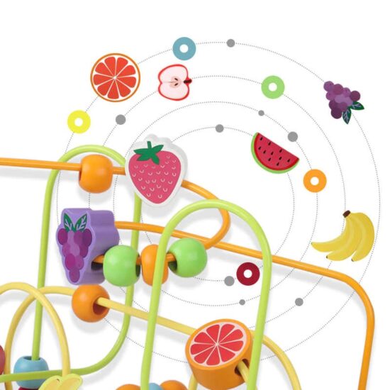 Labirint Jucarie Montessori cu Abac si Fructe colorate 3D