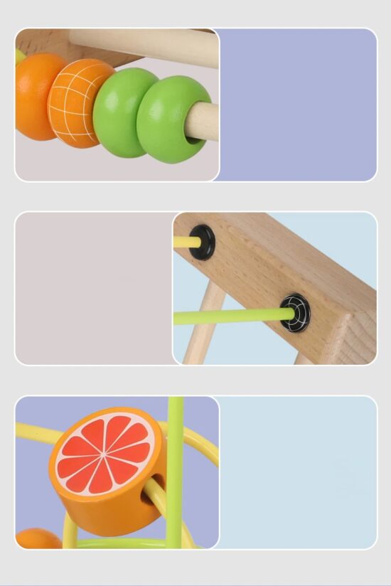 Labirint Jucarie Montessori cu Abac si Fructe colorate 3D