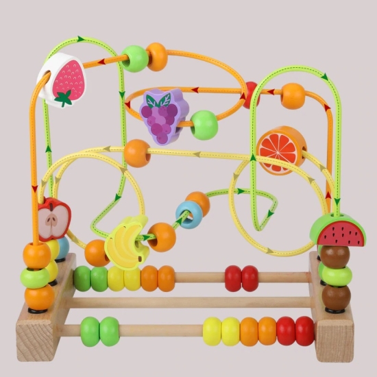 Labirint Jucarie Montessori cu Abac si Fructe colorate 3D