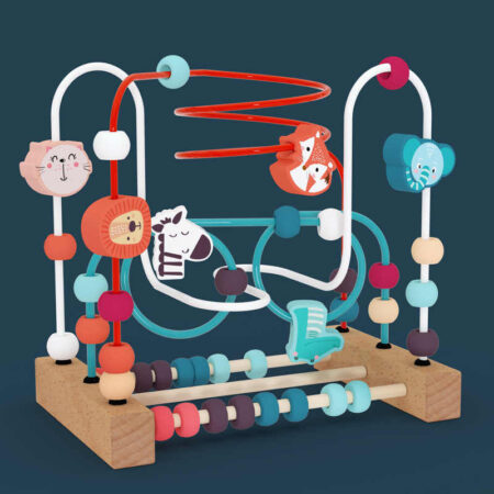 Labirint Jucarie Montessori cu animale si Abac Circuit Circles