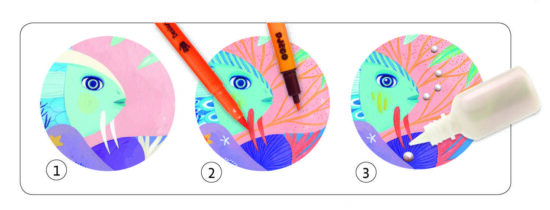 Atelierul creativ pentru desen cu planse si carioci Djeco