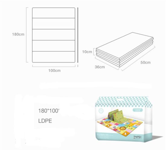 Covor pliabil de joaca cu 2 fete 180*100 cm pentru bebe