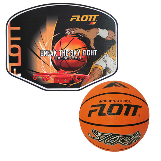 Set Cos de baschet cu inel metalic si minge cauciuc copii