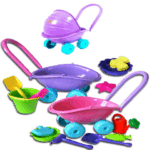 Set jucarii nisip cu roaba sau Carucior landou pentru papusi