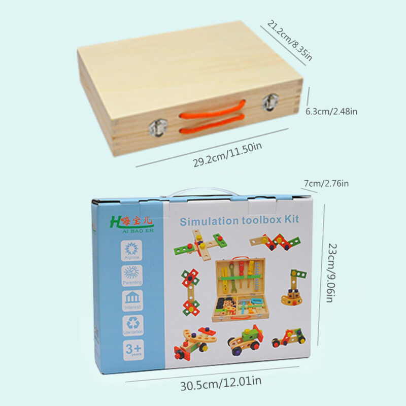 Trusa cu scule din lemn Jucarie Montessori cu instrumente