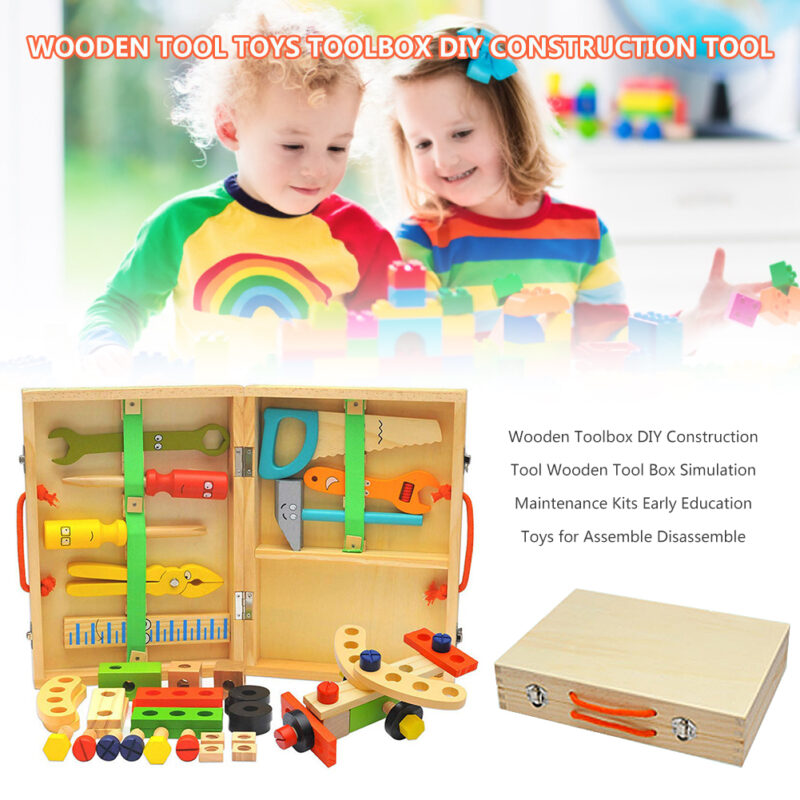 Trusa cu scule din lemn Jucarie Montessori cu instrumente