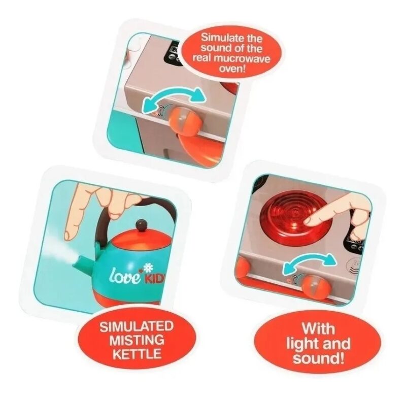 Bucatarie copii cu lumini sunete si 30 de accesorii