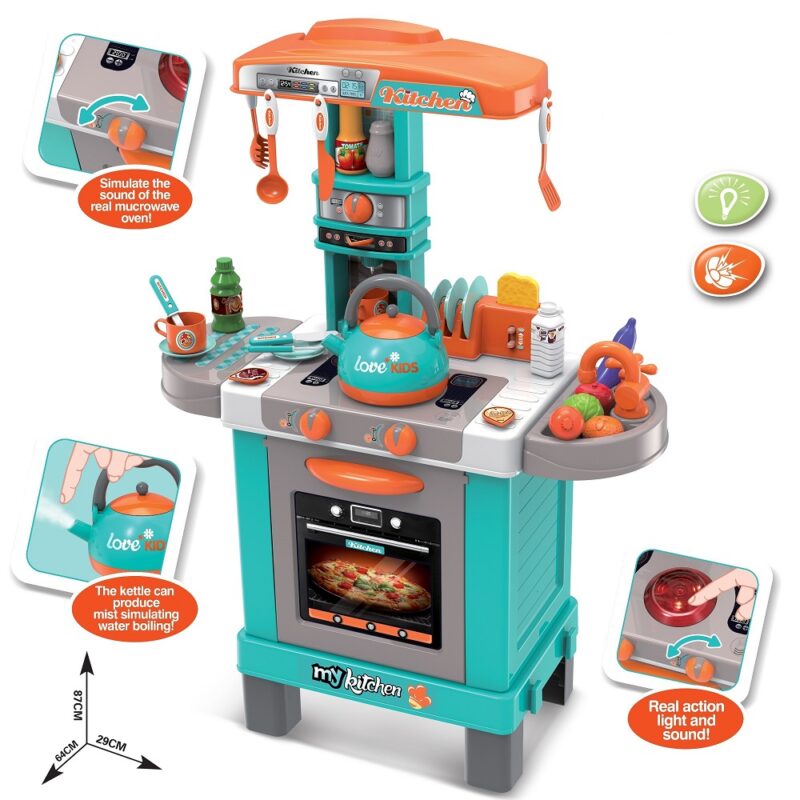 Bucatarie copii cu lumini sunete si 30 de accesorii