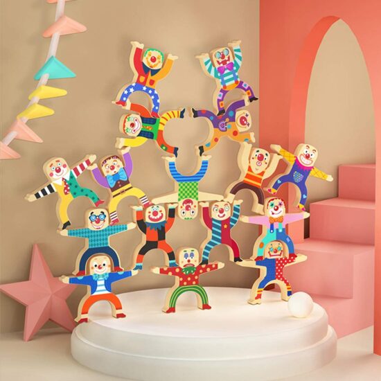 Joc stivuirea clovnilor Construim Bowling Domino lemn