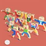 Joc stivuirea clovnilor Construim Bowling Domino lemn