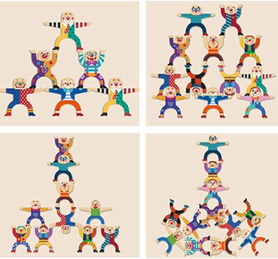 Joc stivuirea clovnilor Construim Bowling Domino lemn