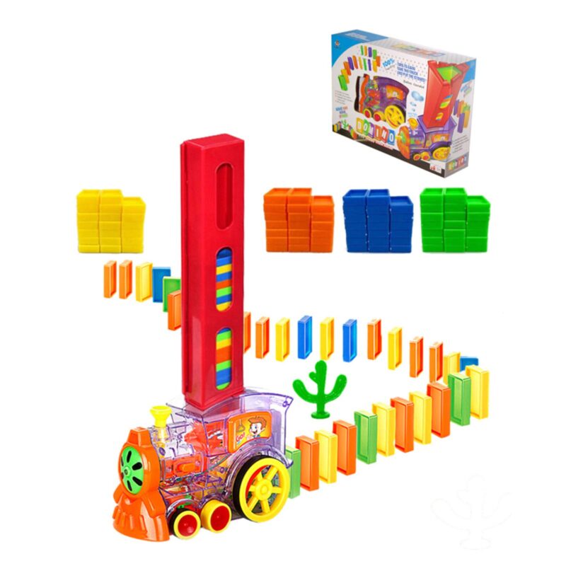 Jucarie de construit Trenul electric transparent Domino colorat