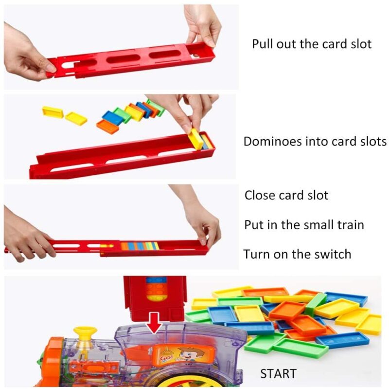 Jucarie de construit Trenul electric transparent Domino colorat