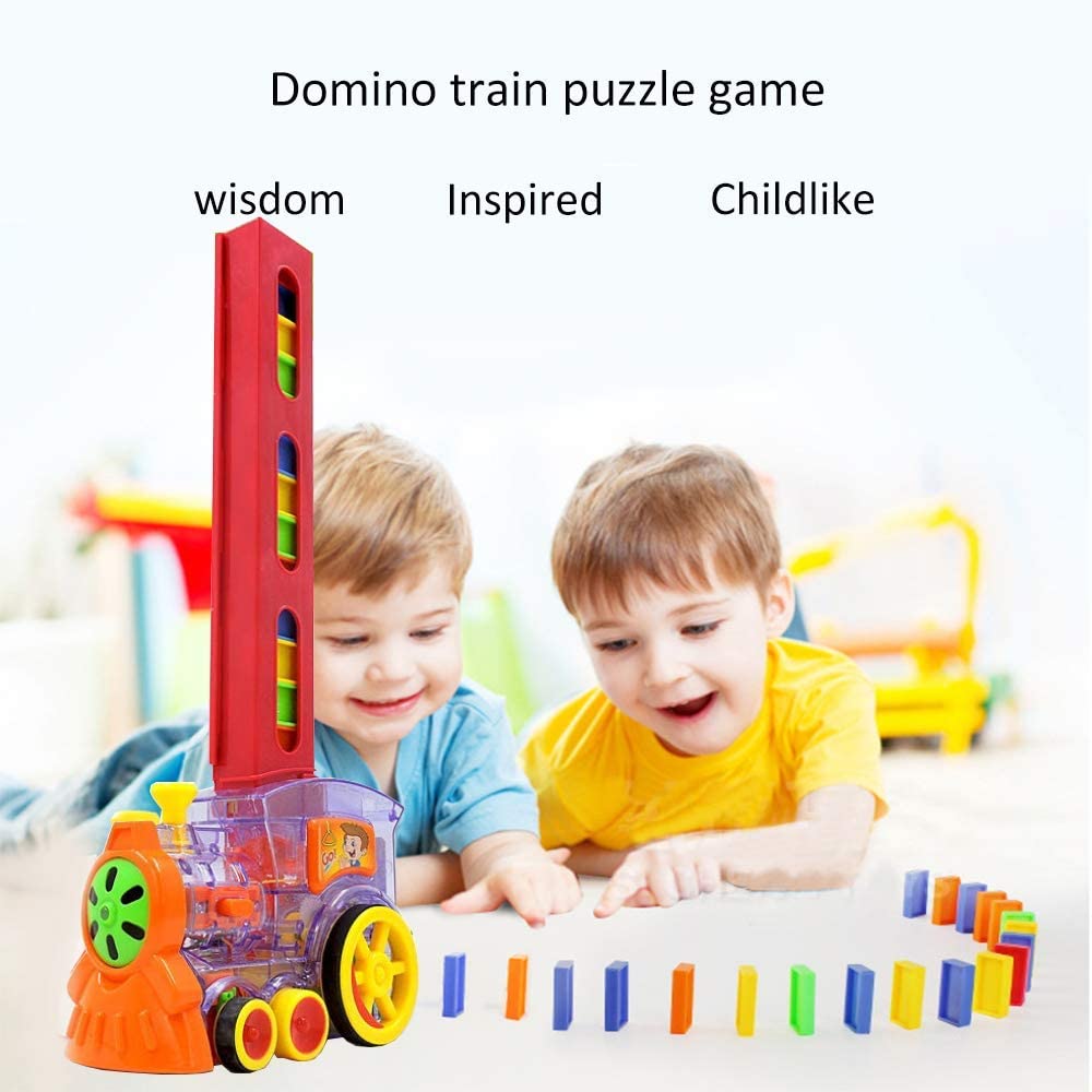 Jucarie de construit Trenul electric transparent Domino colorat