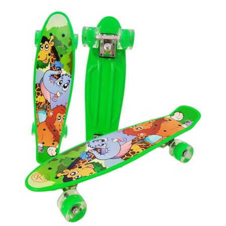 Penny board Verde cu roti luminoase colorate din silicon 3009