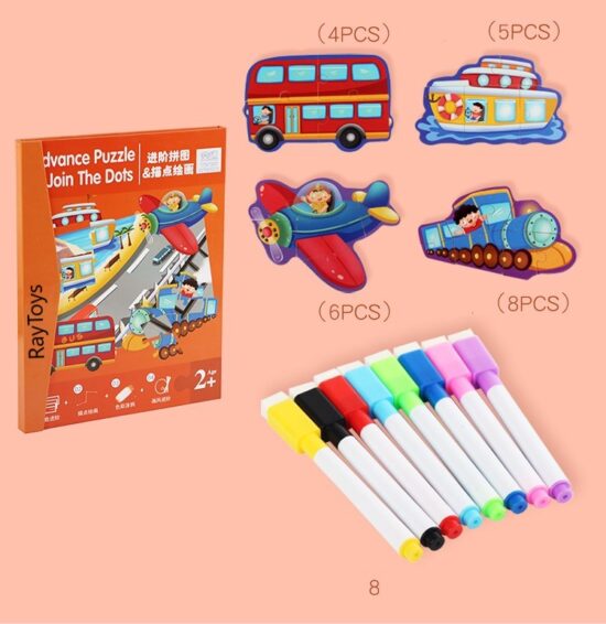 Puzzle magnetic Carte cu desen pe puncte si carioci