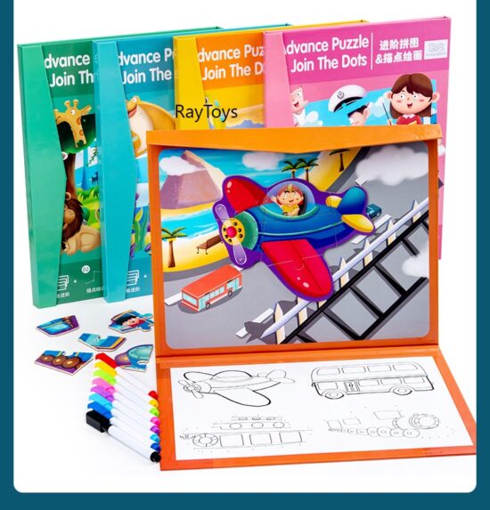 Puzzle magnetic Carte cu desen pe puncte si carioci