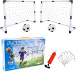 Set 2 Porti de fotbal cu plasa pompa si minge sport copii