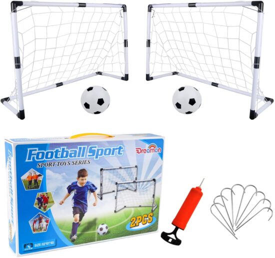 Set 2 Porti de fotbal cu plasa pompa si minge sport copii Set 2 Porti de fotbal cu plasa pompa si minge sport copii