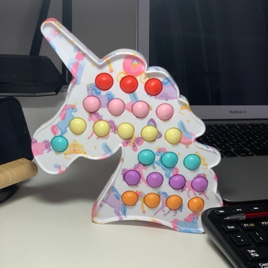 Unicorn Pop It cu bule din silicon Jucarie antistres copii